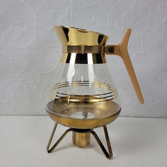 Vintage Inland Glass MCM Instant Coffee Maker and Server with‎ Warmer Gold - Picture 6 of 10